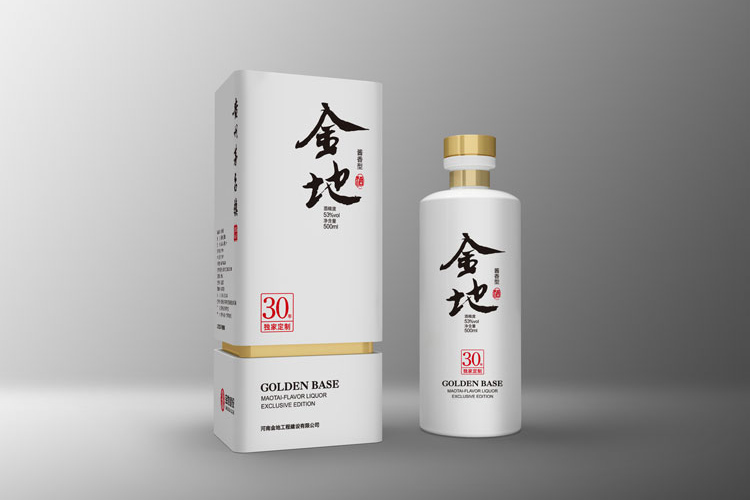 金地白酒包裝設(shè)計,金地白酒瓶貼設(shè)計,金地白酒品牌形象塑造