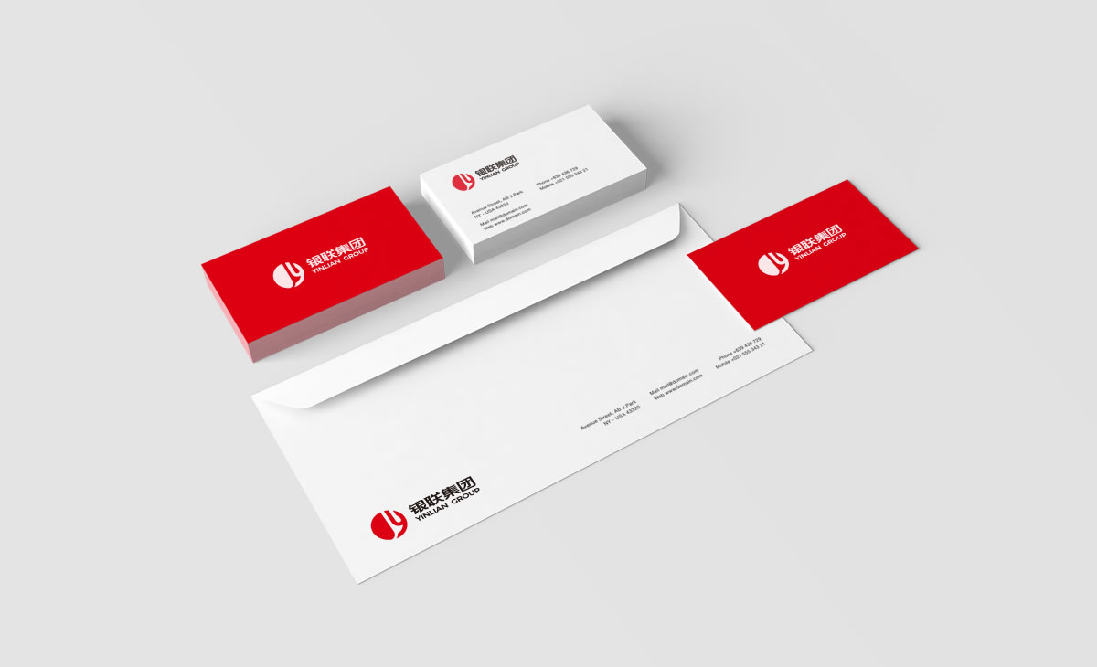 銀聯(lián)集團品牌形象設(shè)計，銀聯(lián)集團標志設(shè)計_全力設(shè)計